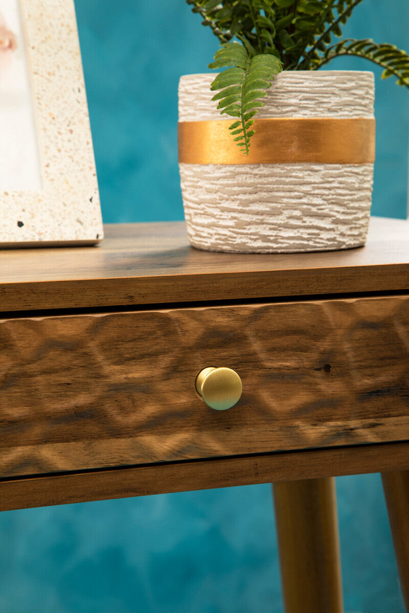 Orsina Frida Console Table – Brown Wood Veneer with 2 Storage Drawers