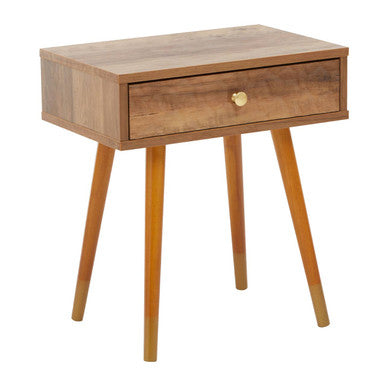 Orsina Frida Bedside Table – Brown Wood Veneer 1-Drawer Nightstand