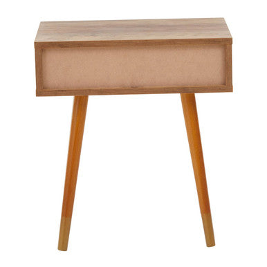 Orsina Frida Bedside Table – Brown Wood Veneer 1-Drawer Nightstand