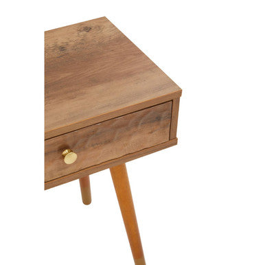 Orsina Frida Bedside Table – Brown Wood Veneer 1-Drawer Nightstand