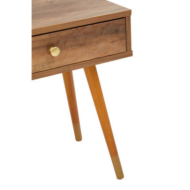 Orsina Frida Bedside Table – Brown Wood Veneer 1-Drawer Nightstand