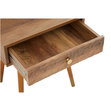 Orsina Frida Bedside Table – Brown Wood Veneer 1-Drawer Nightstand