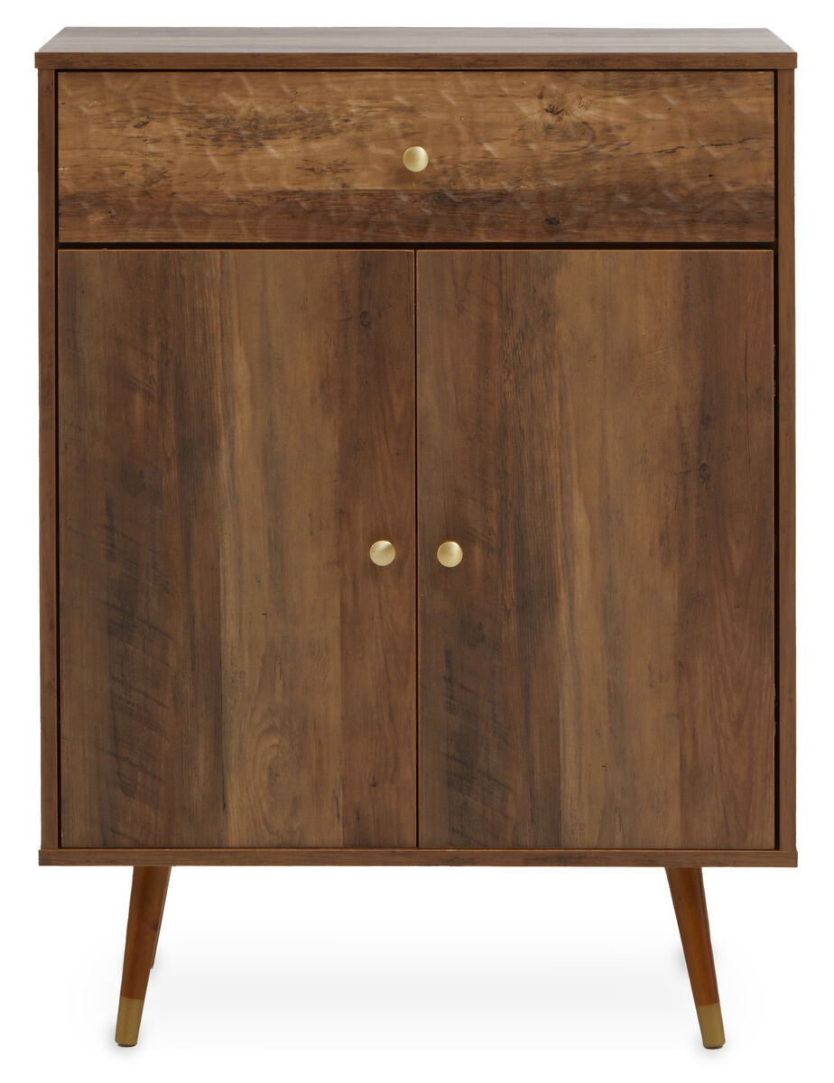 Orsina Frida Modern Brown Wood 2-Door 1-Drawer Storage Cabinet