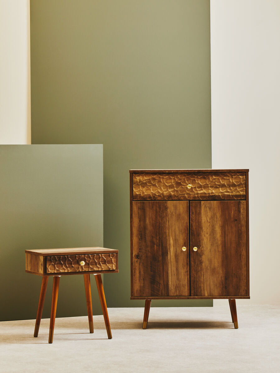 Orsina Frida Modern Brown Wood 2-Door 1-Drawer Storage Cabinet