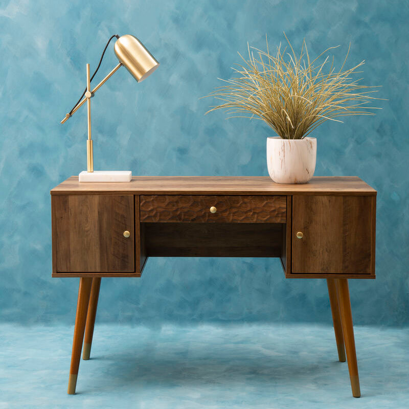 Orsina Frida Wood Veneer Desk with Storage – Modern Home Office Desk