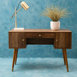 Orsina Frida Wood Veneer Desk with Storage – Modern Home Office Desk