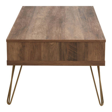 Orsina Flori Wood Coffee Table with 2 Drawers and Hairpin Legs