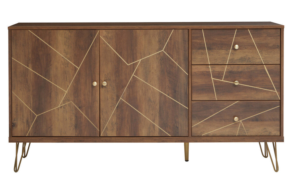 Orsina Flori Brown Sideboard – 2 Door 3 Drawer Wood Storage Cabinet