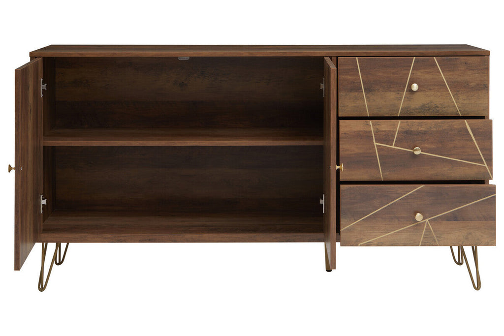 Orsina Flori Brown Sideboard – 2 Door 3 Drawer Wood Storage Cabinet