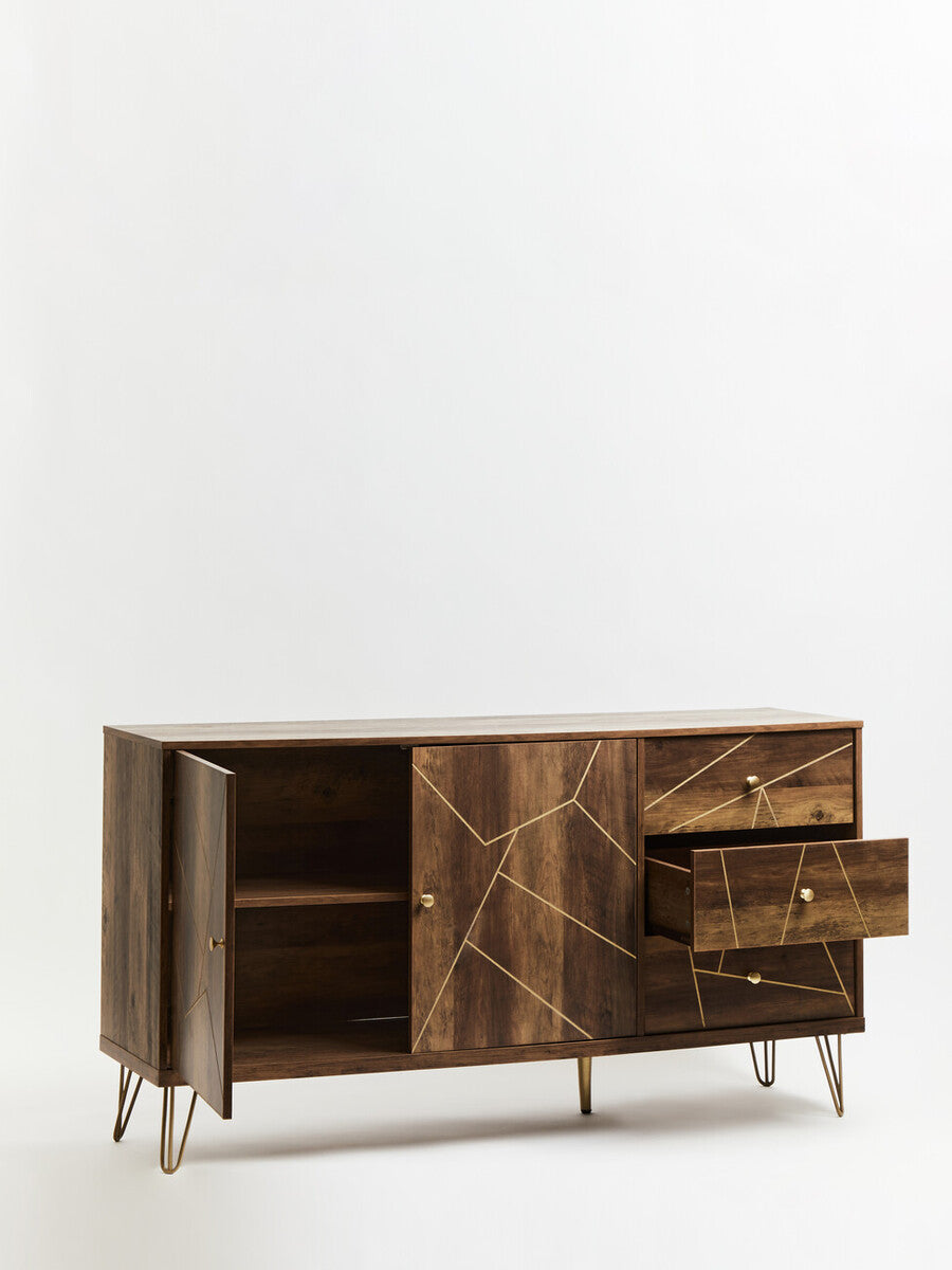Orsina Flori Brown Sideboard – 2 Door 3 Drawer Wood Storage Cabinet