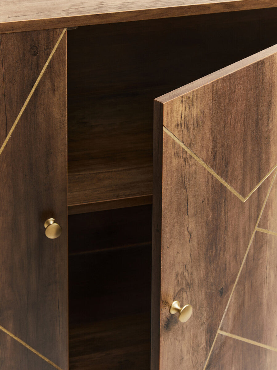 Orsina Flori Brown Sideboard – 2 Door 3 Drawer Wood Storage Cabinet