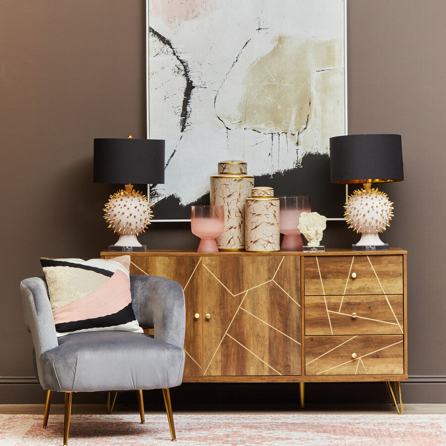 Orsina Flori Brown Sideboard – 2 Door 3 Drawer Wood Storage Cabinet