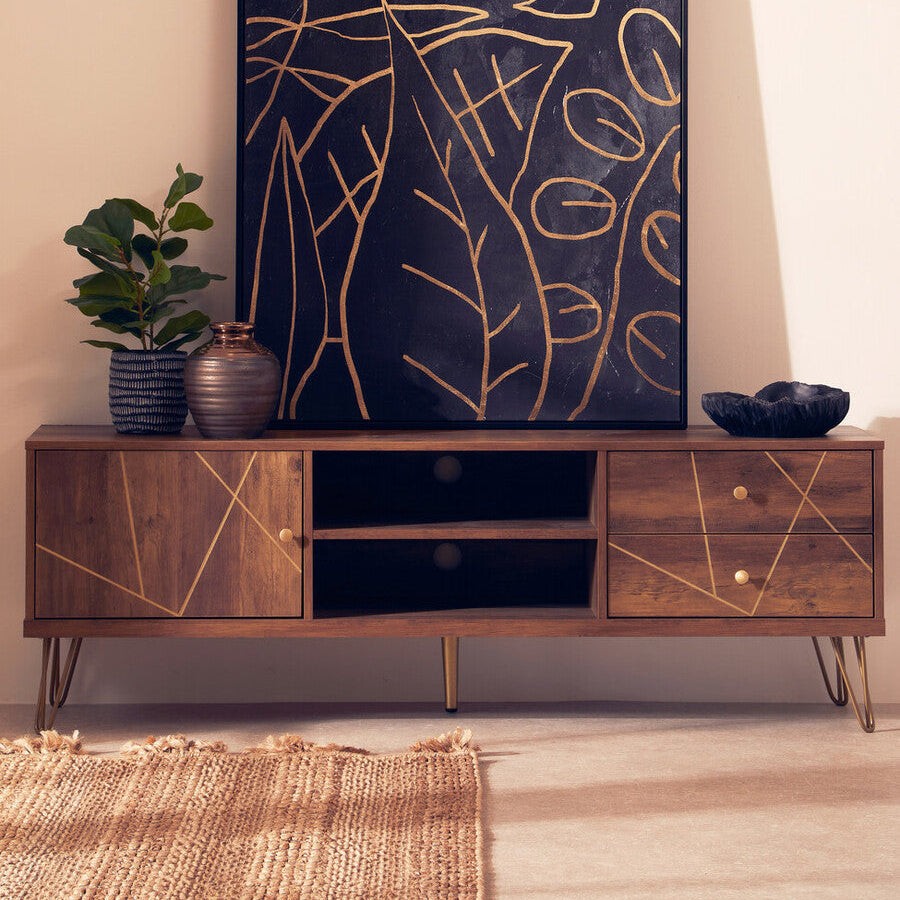 Orsina Flori Brown Media Unit | Modern TV Stand & Entertainment Console
