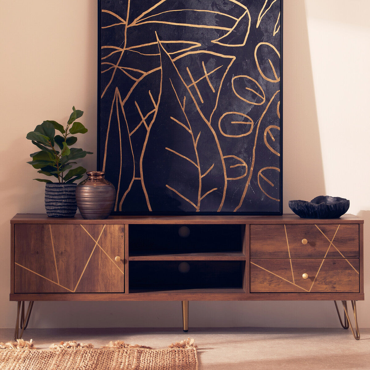 Orsina Flori Brown Media Unit | Modern TV Stand & Entertainment Console