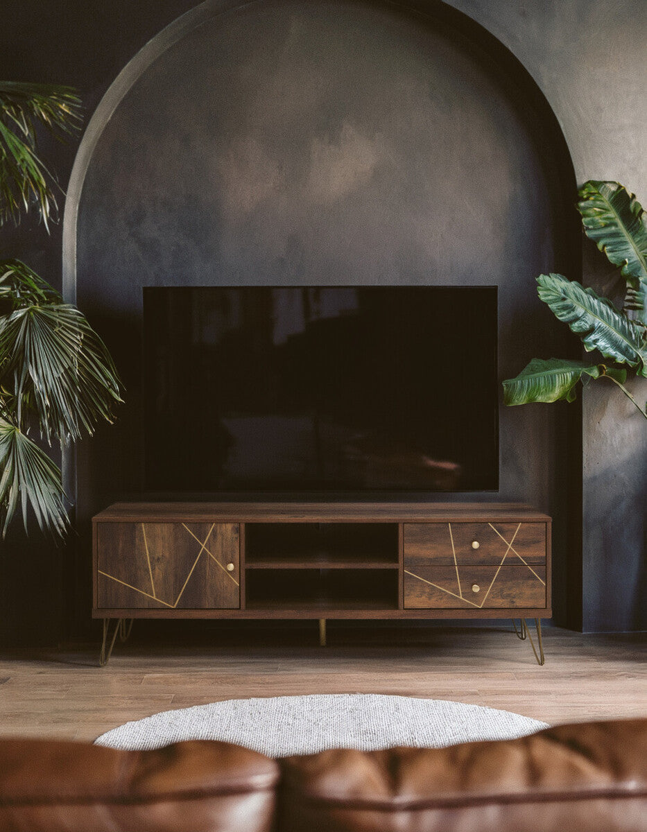 Orsina Flori Brown Media Unit | Modern TV Stand & Entertainment Console