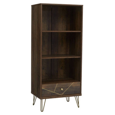 Orsina Flori 3 Tier Shelving Unit with Drawer – Mid-Century Wood Bookcase