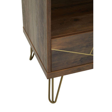 Orsina Flori 3 Tier Shelving Unit with Drawer – Mid-Century Wood Bookcase