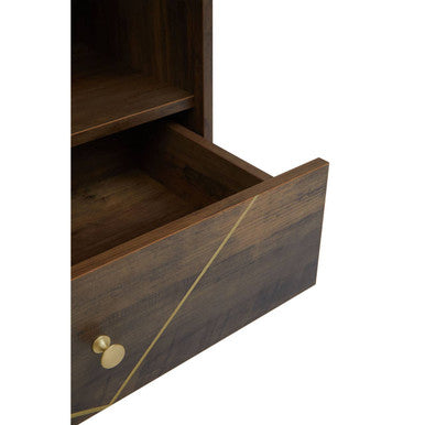 Orsina Flori 3 Tier Shelving Unit with Drawer – Mid-Century Wood Bookcase