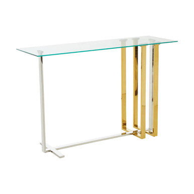 Orsina Alvea Console Table – Silver and Gold Metallic Hallway Table