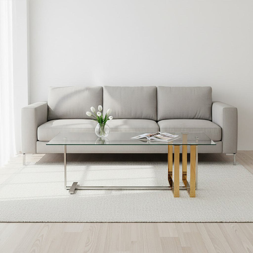 Orsina Alvea Coffee Table – Mixed Metal Silver and Gold Modern Glam