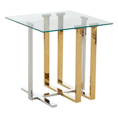 Orsina Alvea Side Table – Mixed Metal Silver and Gold End Table