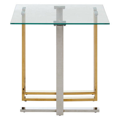 Orsina Alvea Side Table – Mixed Metal Silver and Gold End Table