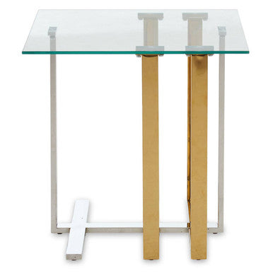 Orsina Alvea Side Table – Mixed Metal Silver and Gold End Table