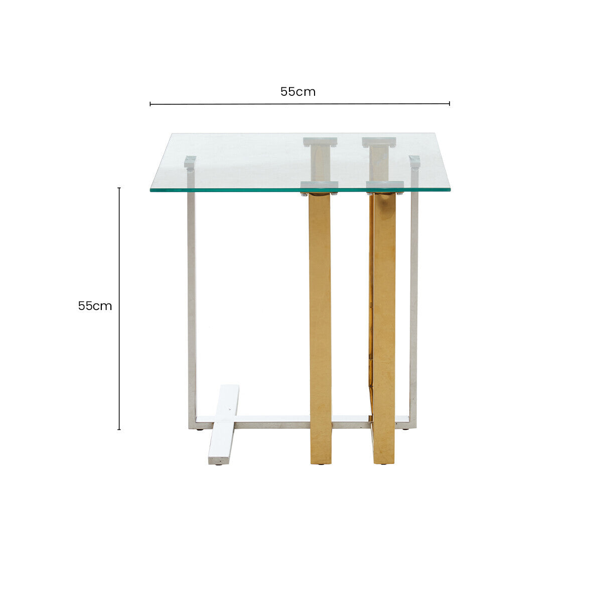 Orsina Alvea Side Table – Mixed Metal Silver and Gold End Table