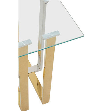 Orsina Alvea Side Table – Mixed Metal Silver and Gold End Table