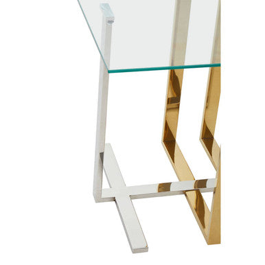 Orsina Alvea Side Table – Mixed Metal Silver and Gold End Table