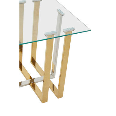 Orsina Alvea Side Table – Mixed Metal Silver and Gold End Table