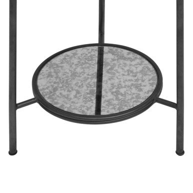 Orsina Xania 2-Tier Round Side Table – Black & Silver Mirrored Glass