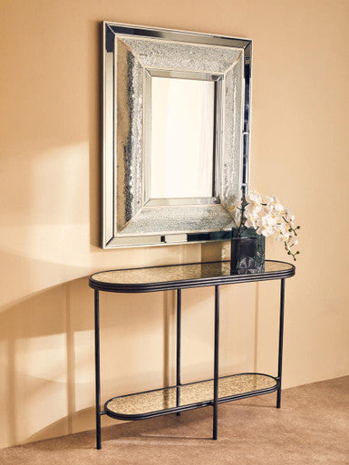 Orsina Xania Rectangular Console Table – 2-Tier Antique Mirrored Top