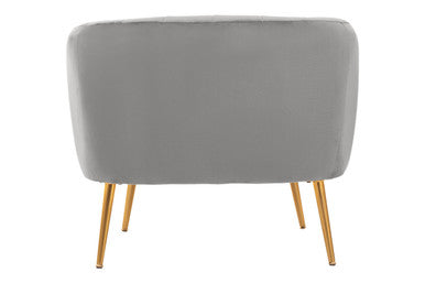 Orsina Larissa Grey Velvet Accent Chair – Channel Tufted Gold Legs