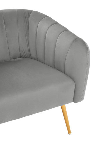 Orsina Larissa Grey Velvet Accent Chair – Channel Tufted Gold Legs