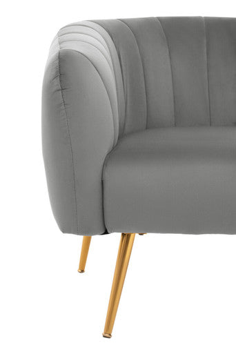 Orsina Larissa Grey Velvet Accent Chair – Channel Tufted Gold Legs