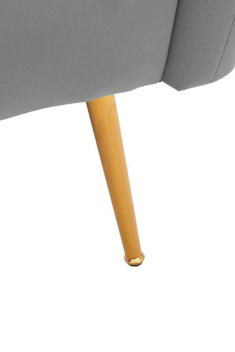Orsina Larissa Grey Velvet Accent Chair – Channel Tufted Gold Legs