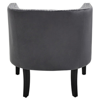 Orsina Larissa Grey Velvet Accent Chair | Studded Armrest Seating