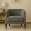 Orsina Larissa Grey Velvet Accent Chair | Studded Armrest Seating