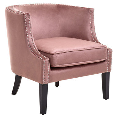 Orsina Larissa Pink Velvet Accent Chair – Studded Glam Armchair