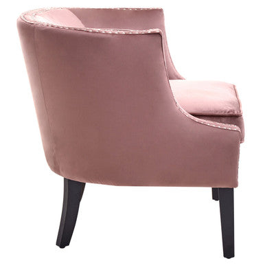 Orsina Larissa Pink Velvet Accent Chair – Studded Glam Armchair