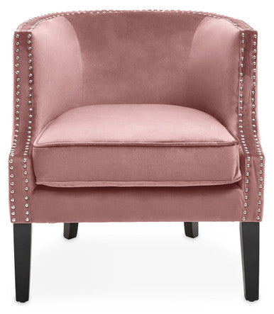 Orsina Larissa Pink Velvet Accent Chair – Studded Glam Armchair