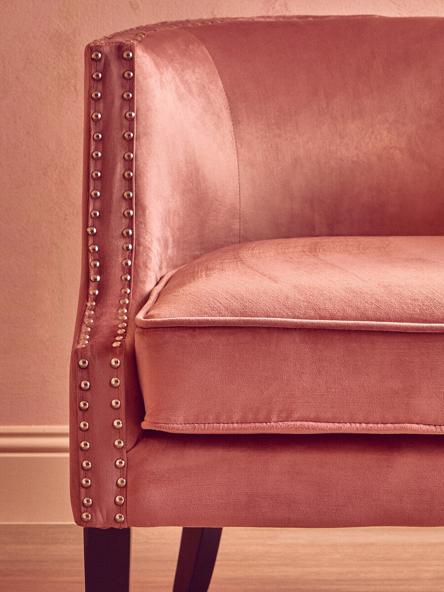 Orsina Larissa Pink Velvet Accent Chair – Studded Glam Armchair