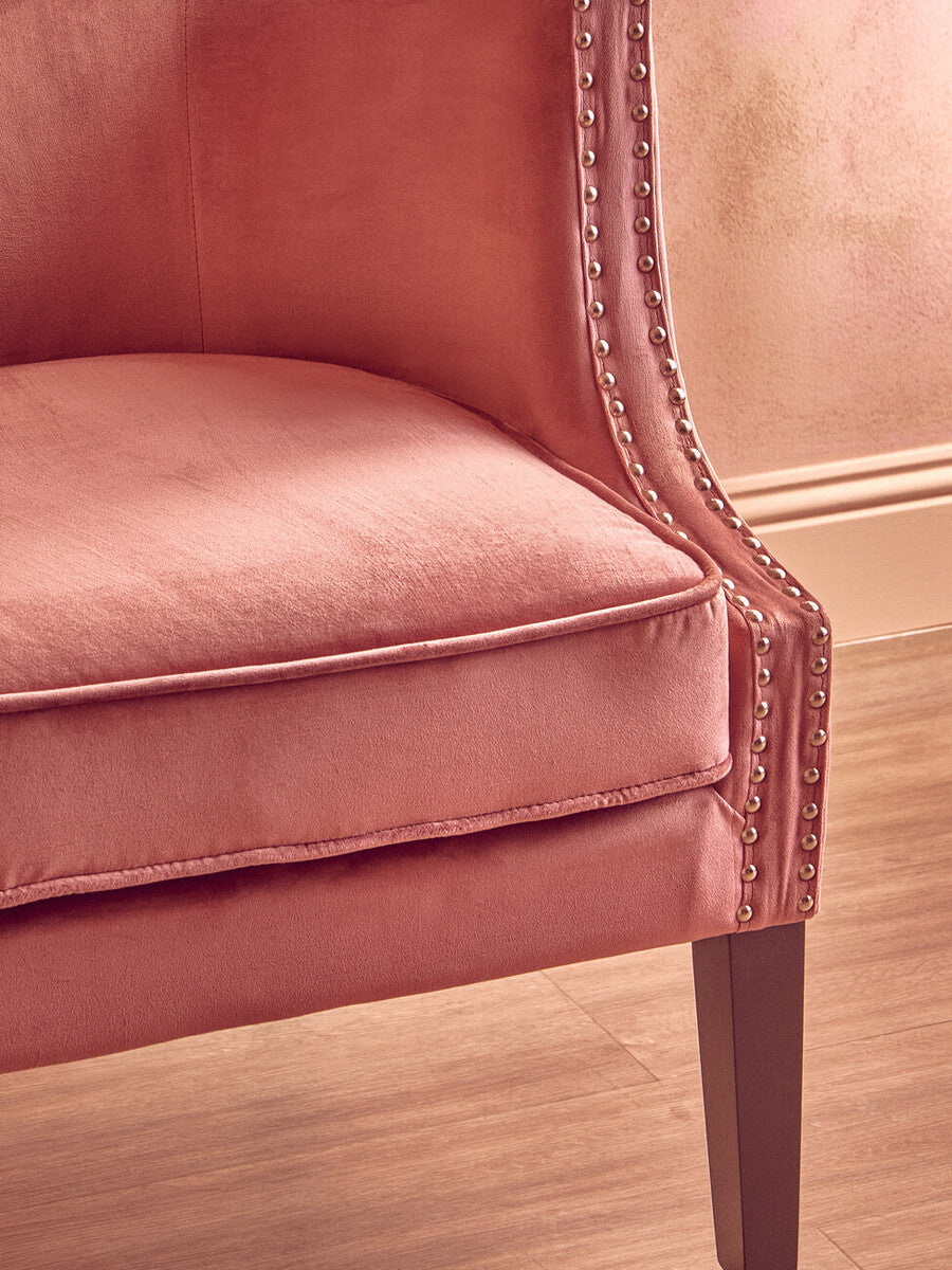 Orsina Larissa Pink Velvet Accent Chair – Studded Glam Armchair