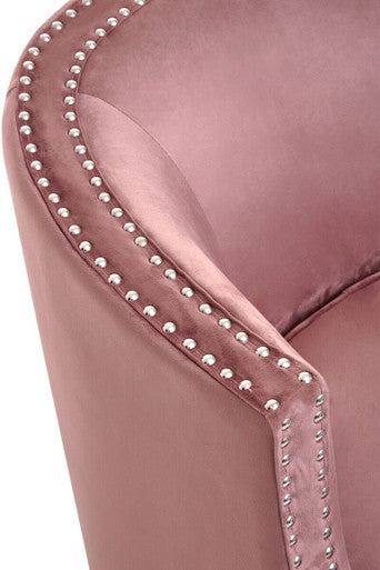Orsina Larissa Pink Velvet Accent Chair – Studded Glam Armchair
