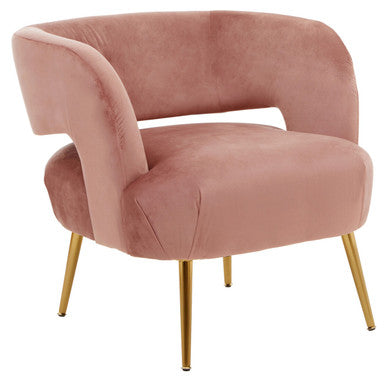 Orsina Larissa Pink Velvet Curved Accent Chair | Modern Bedroom Seating