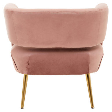 Orsina Larissa Pink Velvet Curved Accent Chair | Modern Bedroom Seating