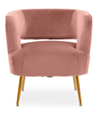 Orsina Larissa Pink Velvet Curved Accent Chair | Modern Bedroom Seating