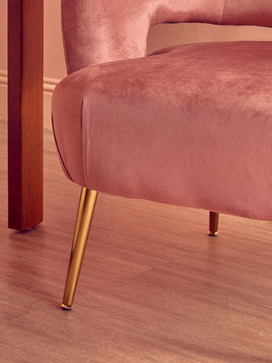 Orsina Larissa Pink Velvet Curved Accent Chair | Modern Bedroom Seating