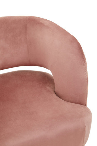 Orsina Larissa Pink Velvet Curved Accent Chair | Modern Bedroom Seating